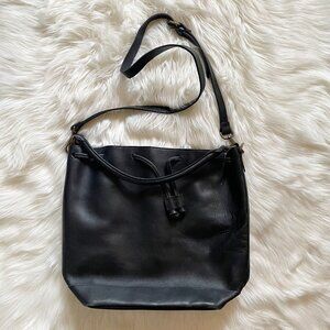 Madewell Black Lafayette Leather Bucket Drawstring Crossbody Purse Bag